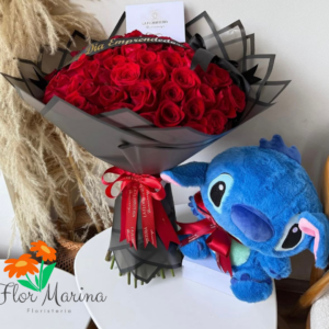 Ramillete Ternura Infinita X90 Rosas, Peluche y cinta