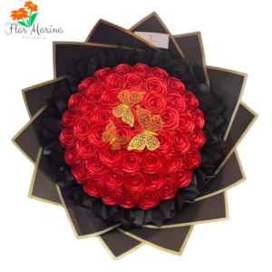 Ramillete Florar De 50 Rosas Eterno Carmesí