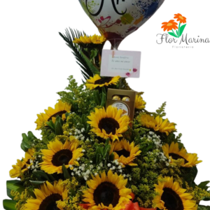 Arreglo De Girasoles, Globo Y Ferrero Rayo de Sol