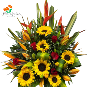 Arreglo De Girasoles, Rosa Y Heliconias, Huerto Encantado