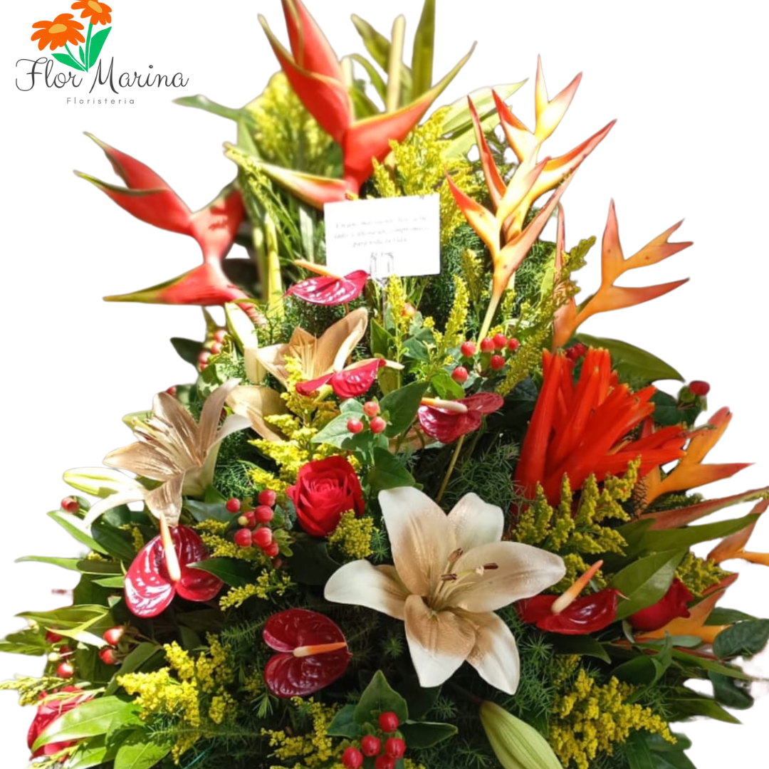 Arreglo Floral con Heliconias, Aves del Paraíso + Cerveza